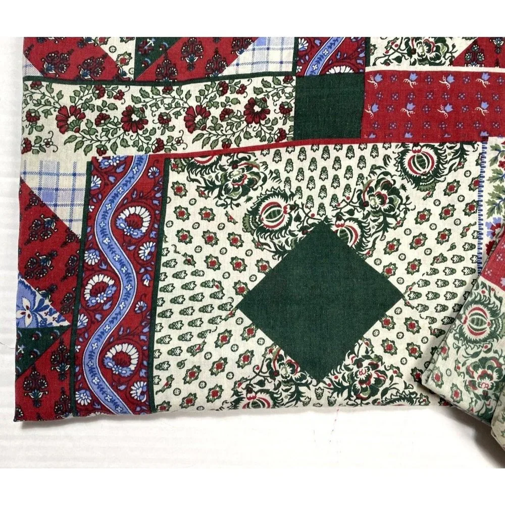 Vintage Gorgeous Sheets Set King Size 3 Pc Pillowcases Flat Bandana Patchwork